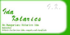 ida kolarics business card